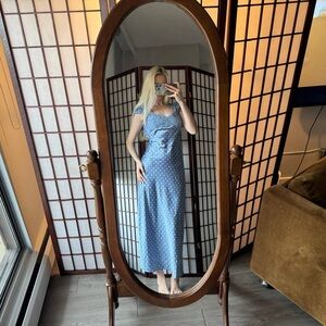 Light Blue Polka Dot Maxi Dress
